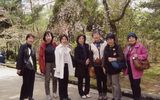 枝だれ桜と記念撮影