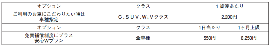 通常:オプション料金(2025年)