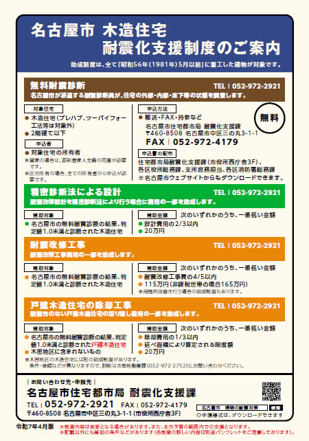 名古屋市 木造住宅耐震化支援制度のご案内
